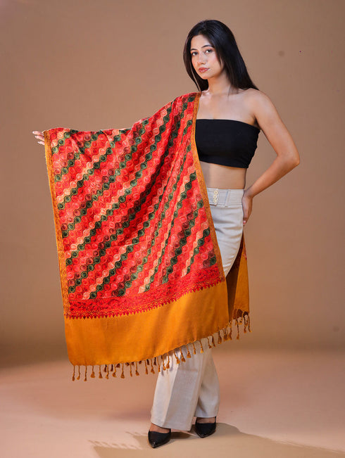 Women's Aari Embroidery Wool Stole